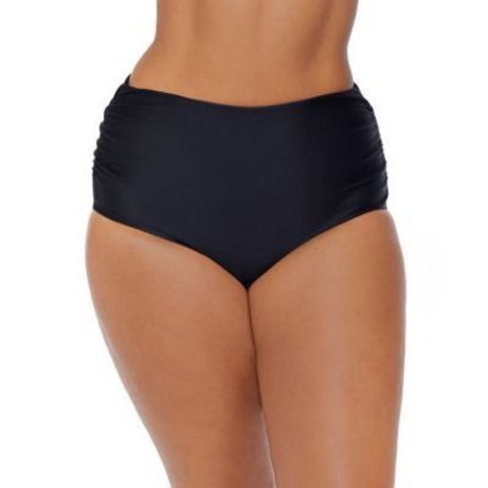 Raisins Curve Plus Size Keiora Side-Shirred Black Swim Bottom Swimsuit 16